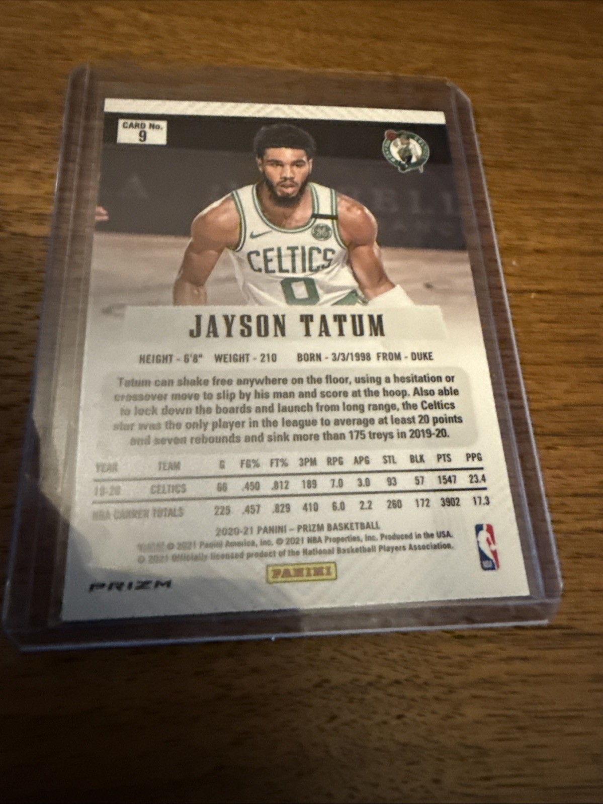 2021-22 Panini Prizm Jayson Tatum 9 Fast Break Prizm Boston Celtics view 2