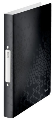 LEITZ Ringbuch WOW DIN A4 PP schwarz-metallic 2 Ringe