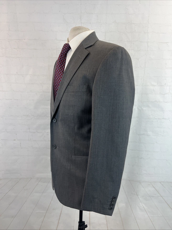 Blazer para hombre Stile Benetton 38R gris oscuro lana lisa dos botones clásico $395 Foto 3 de 4