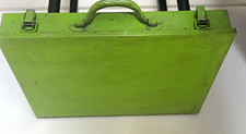 Green Painted Metal Tool Box Carry Case with Handle and Latches