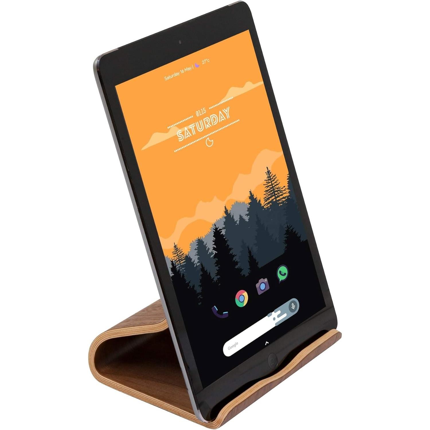Support en bois véritable Terratec compact pour smartphone et tablette