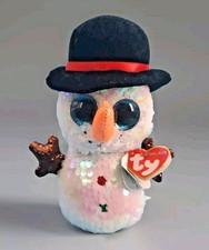 Ty FLIPPABLES Sequins Beanie Boos MELTY the Snowman 7" Stuffed Animal Toy