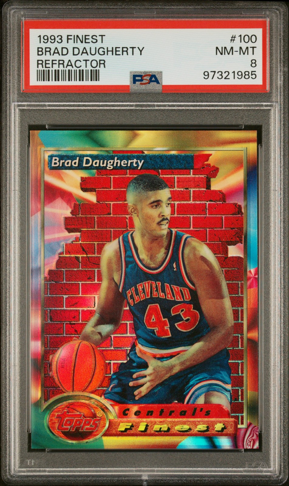 1993 FINEST REFRACTOR #100 BRAD DAUGHERTY PSA 8
