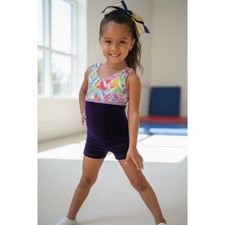 GK Girl's Toddler Gymnastic Suit Leotard Purple Velvet Size 3-4T Child Bodysuit