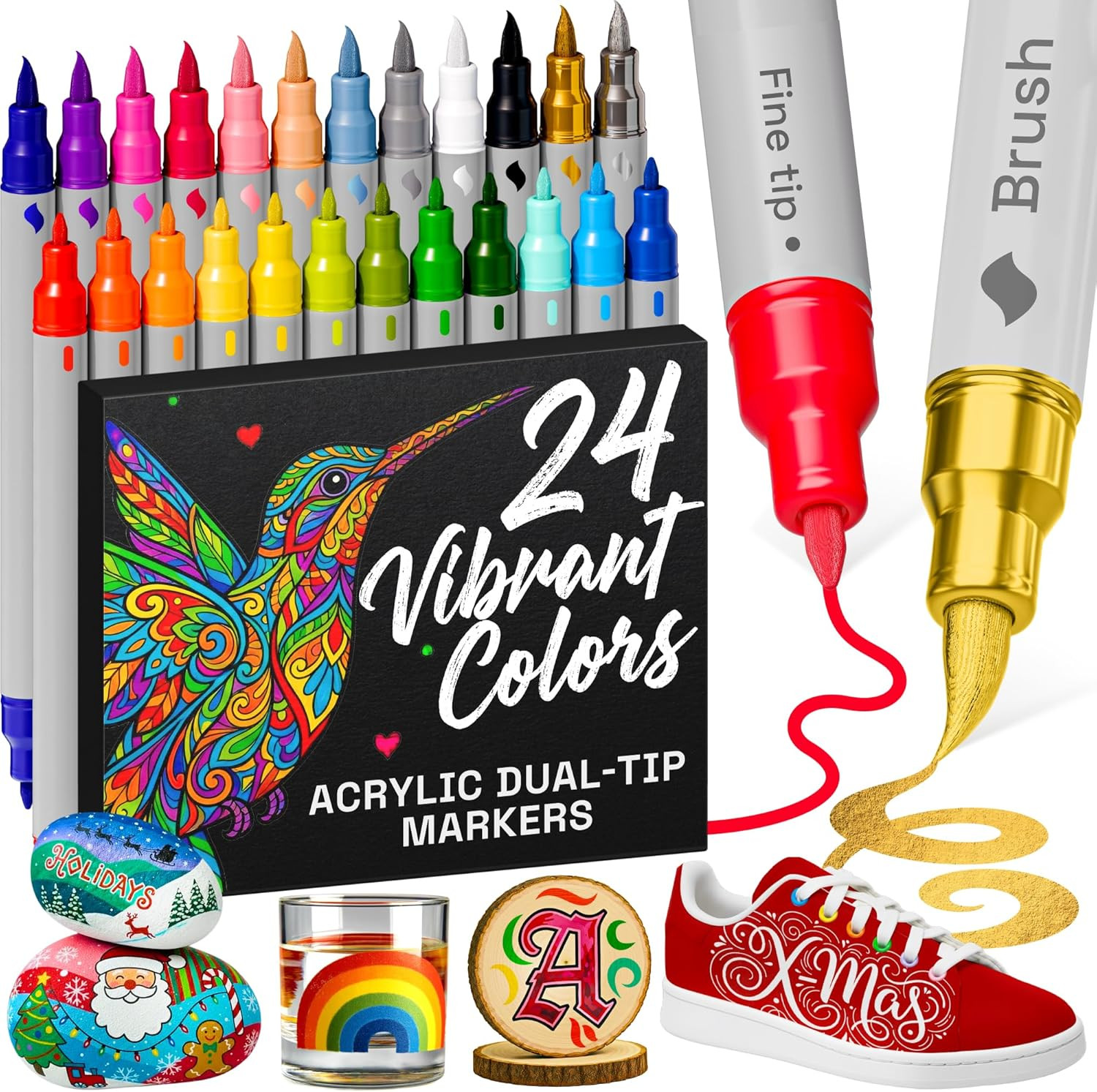 - Paint Pens For Calligraphy, Brush + Fine Tips - For F