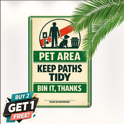 #ad Clear Dog Poop Warning Sign Public Park Lawn Pet Waste Reminder Metal Plaque $11.39