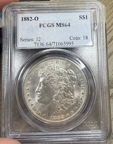 1882-O Morgan Silver Dollar ~ VAM-17B Die Break "U"  ~ PCGS MS64
