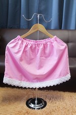E12 Vintage Style 2XL/ElasticW.22-42" Pink Cotton Half Slip Lace Trim Length14"