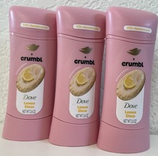3 Dove Crumbl Deodorant Stick Crumbl Lemon Glaze Aluminum Free 2.6 OZ