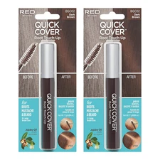 Quick Cover Root Touch-Up Dark Brown 2-Pack, Water-Resistant Gray Concealer Masc