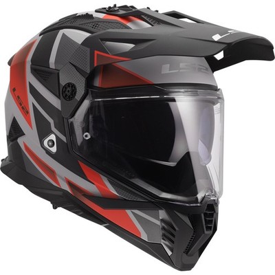 Motorrad Enduro Helm XL - LS2 MX702 Pioneer 2 II Block - weiß-rot-grau matt
