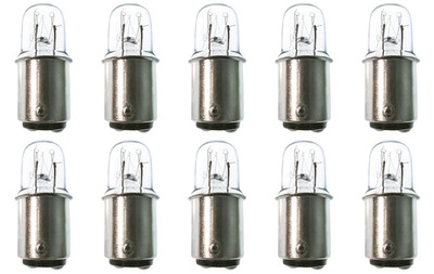 Box of 10 Bulbs 4T4.5 Light Bulb, 4 Watt 130V, T4.5, BA15d Bayonet DC Base, 4W