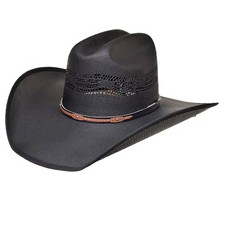46LS Lonestar Menard Black Vented Straw Cowboy Hat Western Summer Rancher Style