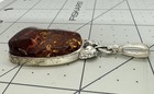 Big NOS Sterling Silver Natural Baltic Amber Handcrafted Organic Pendant — photo 5