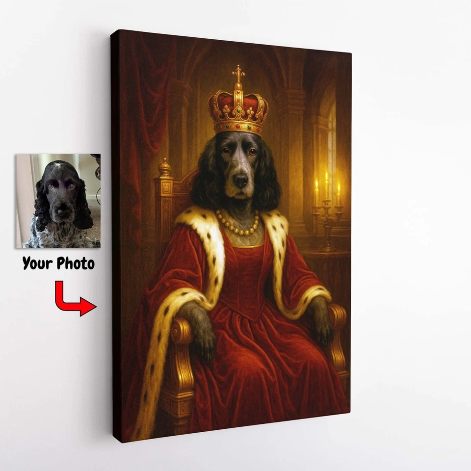 Custom Your Cat Dog Pet King Queen Costume Canvas Print Photo Picture Birthday - Image 3 of 4