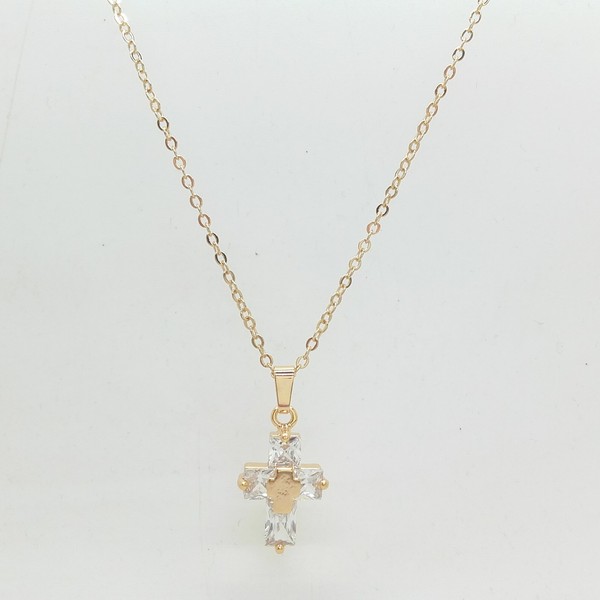 Kreuz Halskette Vergoldet Zierliche Kreuz Halskette Diamant Kreuz 820004-image