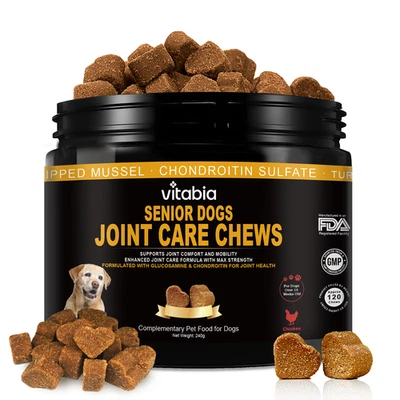 VITABIA Senior Dog Joint Supplement -Joint Care for Stiff Older Dogs,120 Chicken Flavour