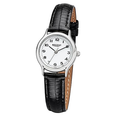 Regent Damen-Armbanduhr schwarz Analog F-972 Leder-Armband URF972