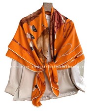 2026 Sallys 70 Cashmere 30 Silk Wrap Scarf Horses Print Double Face Shawl 53"