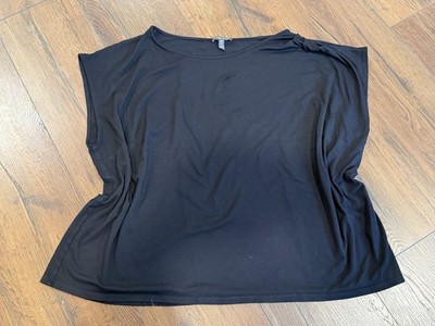 Eileen Fisher Fine Jersey Boxy Square Knit Top Black Plus Size Women s 3X￼