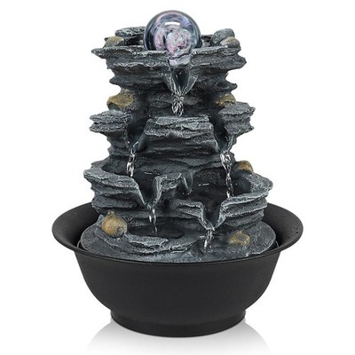 JUSINGMI Tabletop Water Indoor Fountain Waterfall Indoor Water Fountains Feng...