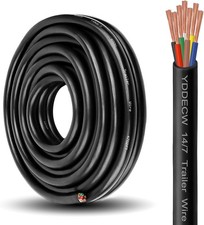 7 Way Heavy Duty 25FT 100 Pure Copper 7 Wire Trailer Cable - 14 25FT, Black