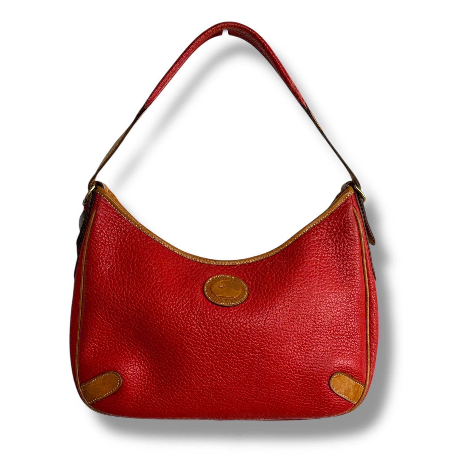 Dooney & Bourke Red Pebble Leather Hobo Bag All Weather Leather
