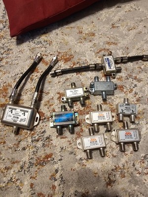 Lot of 9 A/B Switch Coaxial Splitter 2 Way Game Antenna Cable TV Slide Switch