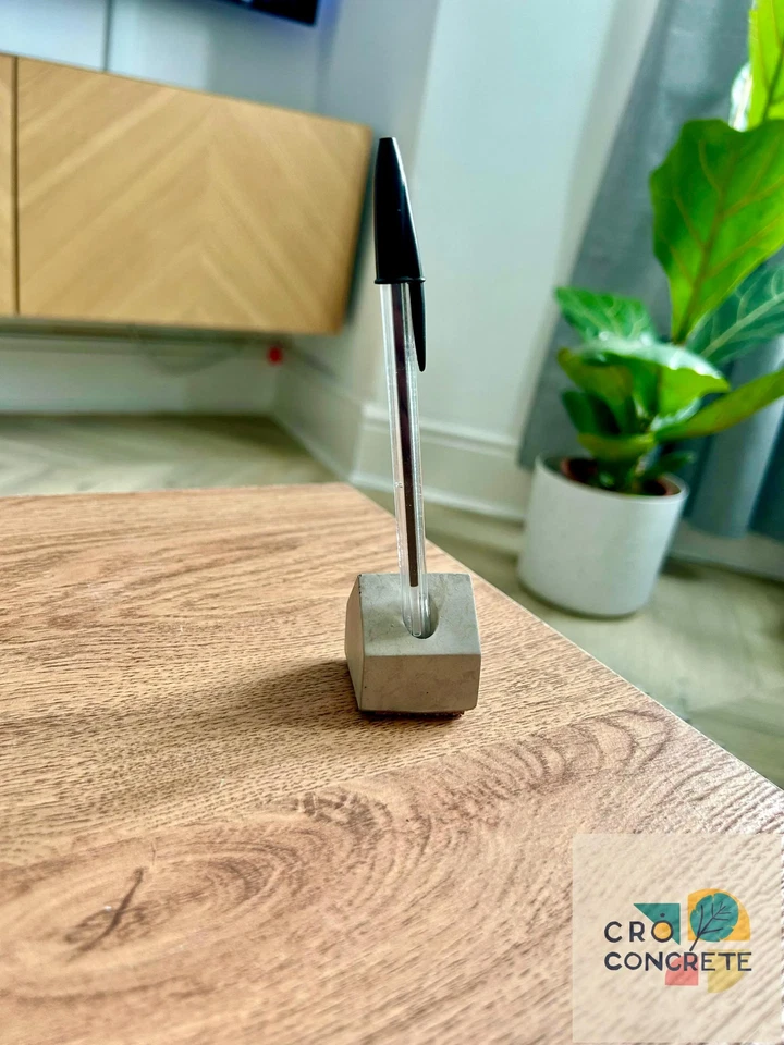 Handmade Concrete Single Pen Pencil Holder Minimal Stand Present Gift - Image 3 of 4