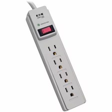 Tripp Lite Tlp404 Outlet Strip, Surge, 4 5-15R, 5-15P, 4 Ft., Light Gray