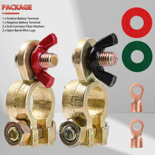 4Solid Brass Battery Terminal Connector Top Post End Clamps Set for Car Marine-/