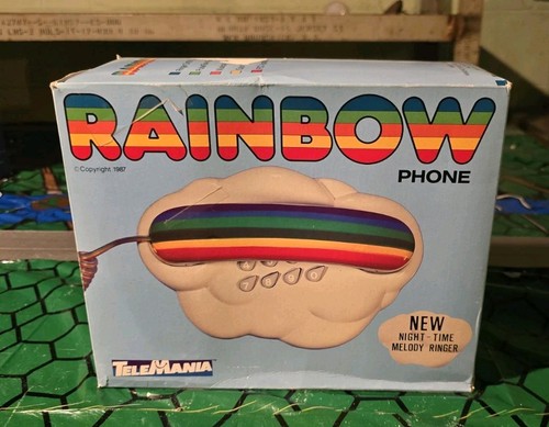 Telemania : Retro Vintage 1980s Rainbow Cloud Phone Cord Home Telephone 1987 Box