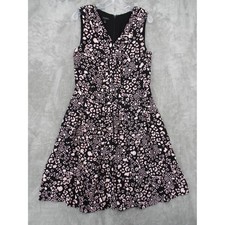 Talbots Dress Womens 10 Animal Print Career Classic Midi A Line V Neck Pink Zip