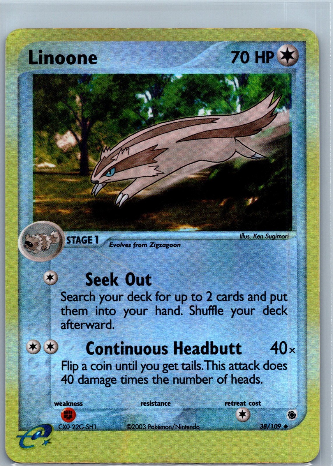 Pokemon Card - Linoone Ruby and Sapphire 38/109 Uncommon Reverse Holo