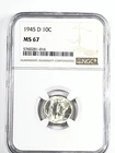 1945-D Mercury Dime : NGC MS67
