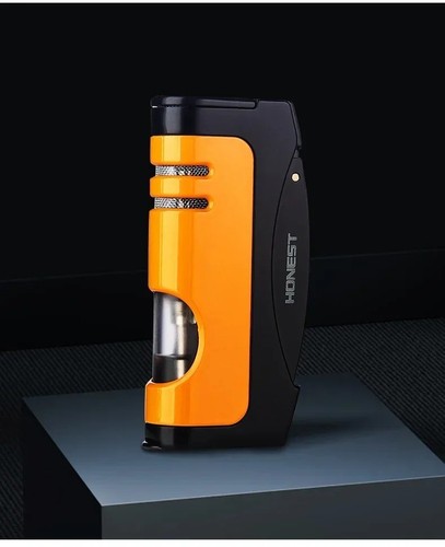 Metal Windproof Butane Gas Lighter Dual Flame Torch Jet Grinding Wheel Ignition - Picture 2 of 7