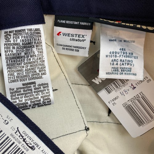 Workrite Mens FR Work Pants 48x31 Blue Hivis Strap Flame Resistant CAT2 2112 NEW - Picture 7 of 9