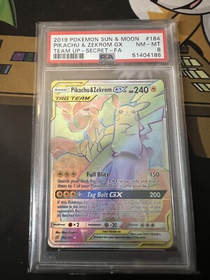 Pokémon Pikachu & Zekrom GX - Graded Psa 8 Nm-Mint 184/181