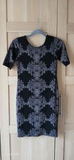Dorothy perkins body con dress, black with silver glittery print, size 8.
