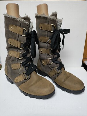 SORELS  Women's Emelie Lace Major Brown Waterproof Lined Boots Size 7