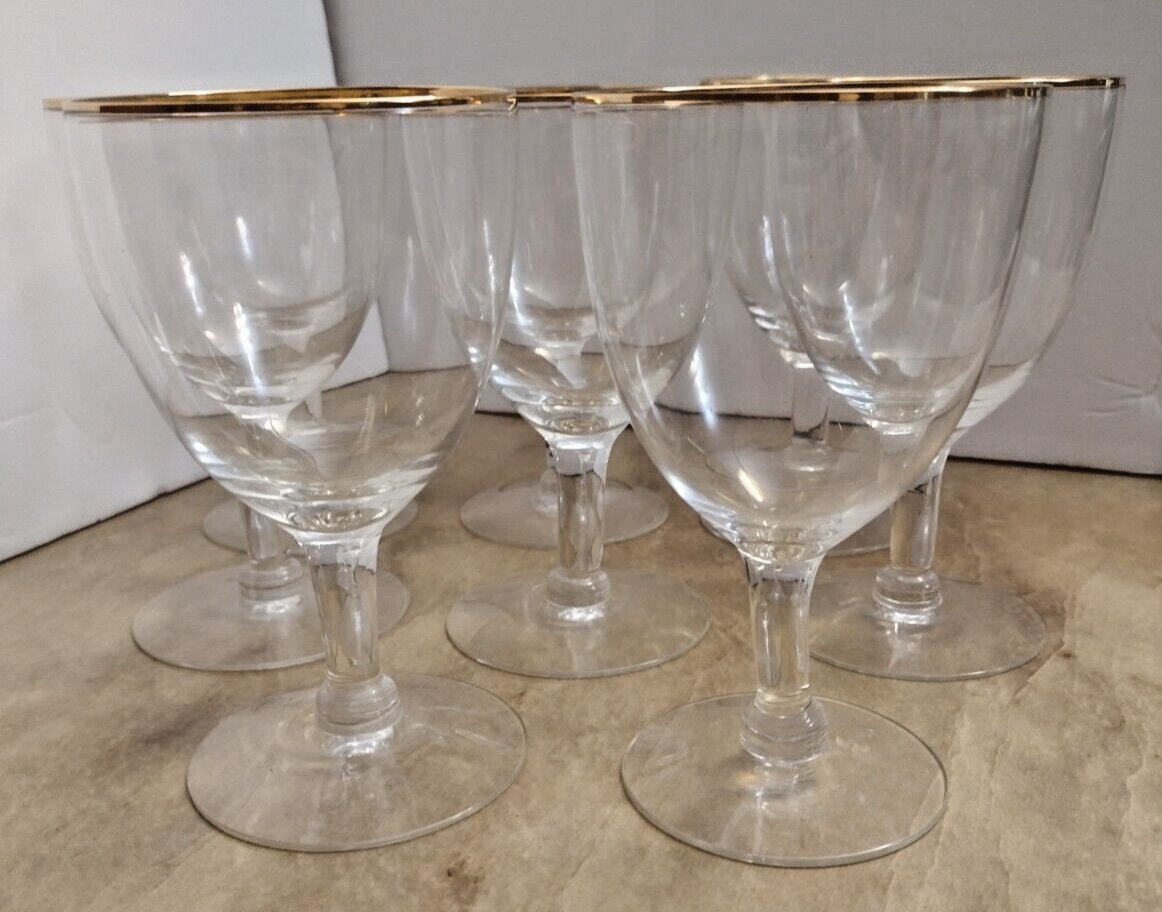 Gold Rimmed Wine Glasses Goblets Vintage 1950? Set of 8 eBay
