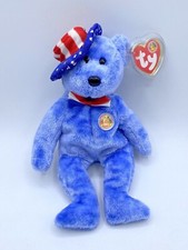 -H TY BEANIE BABY BABIES WITH TAG BEAR 2005 USA PATRIOTIC FOUNDERS BLUE