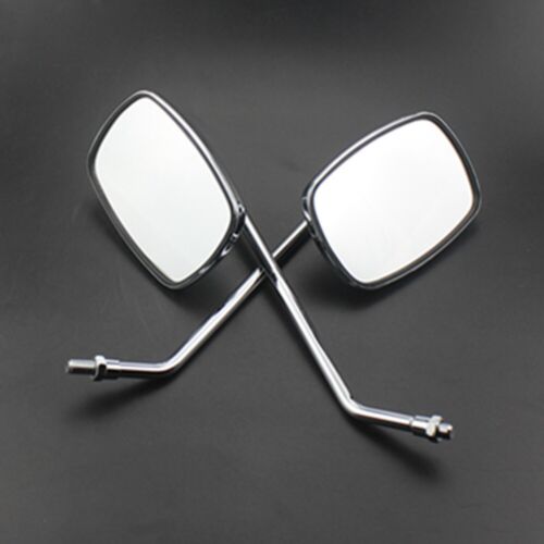 2PCS Chrome Motorcycle 10mm Universal Retro Side Mirrors Square Rearview Mirror - Foto 6 di 10