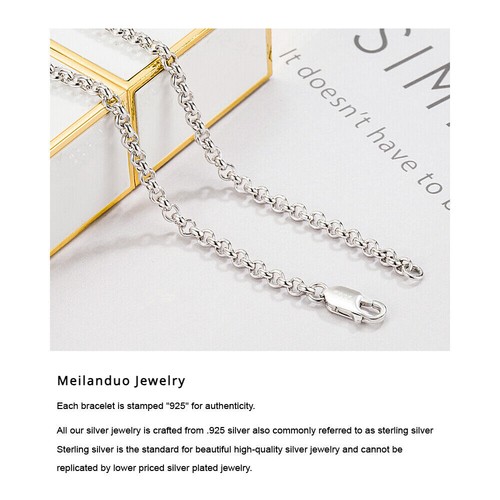 925 Sterling Silver Rolo Round Cable Chain Necklace 3mm 18" for Women & Men - Picture 6 of 6