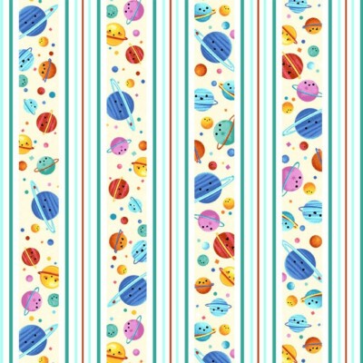Cosmic Stripes Fabric, BTY, Hula Universe,  DC9307-CREM-D,  TheFabricEdge