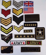 Military Ranks style Embroidered Iron On Sew On Patches Badges Transfers