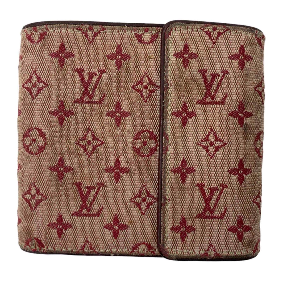 LOUIS VUITTON Monogram Mini Lin Compact Wallet Cherry Red | eBay