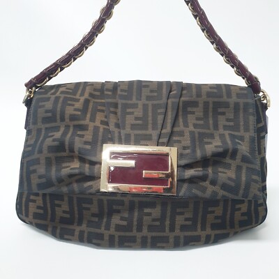 NO TARIFF FENDI Mia Zucca Pattern Chain Shoulder Bag 8BR614