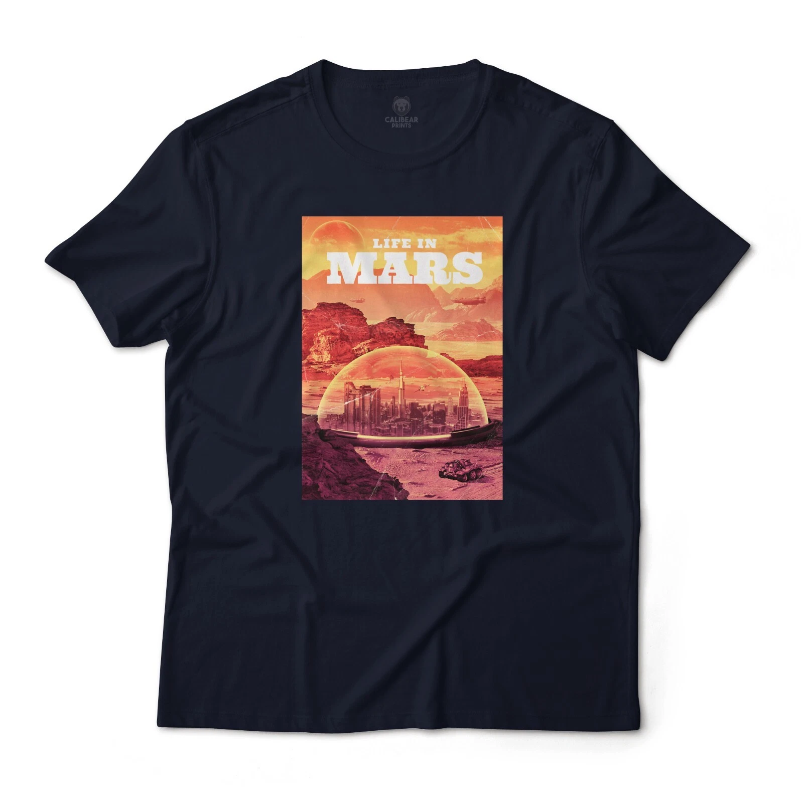 Life In Mars Sci-Fi Retro Art Aesthetic Graphic T-Shirt Lightweight Cotton