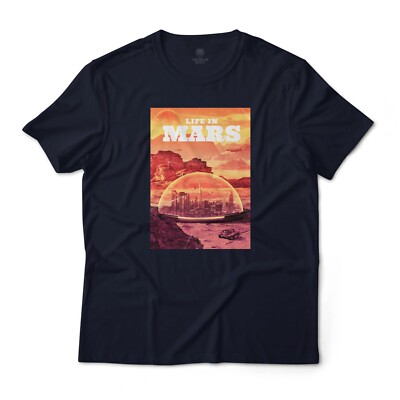 Life In Mars Sci-Fi Retro Art Aesthetic Graphic T-Shirt Lightweight Cotton